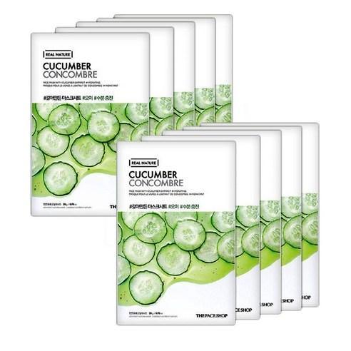 THE FACE SHOP REAL NATURE Face Mask #Cucumber (20g X 10ea)-Facial Mask-Skincare Coréenne