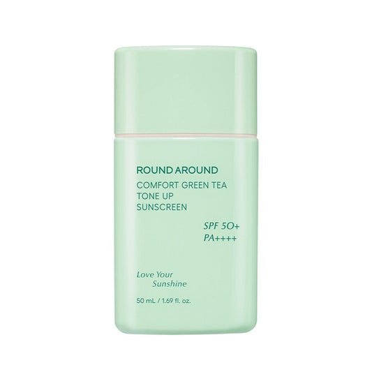 ROUND AROUND Comfort Green Tea Tone Up Sunscreen SFP50+ PA++++ 50ml-Sunscreen-Skincare Coréenne