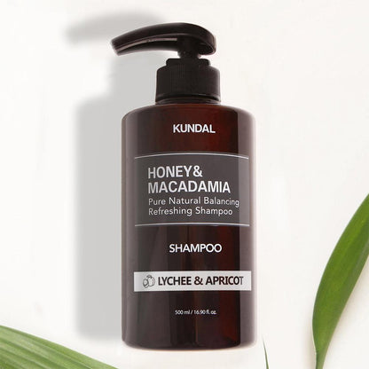 Kundal Honey & Macadamia Pure Natural Balancing Refreshing Shampoo 500ml #LYCHEE & APRICOT