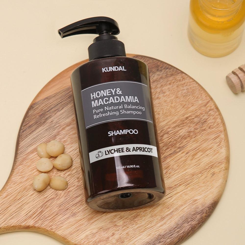Kundal Honey & Macadamia Pure Natural Balancing Refreshing Shampoo 500ml #LYCHEE & APRICOT