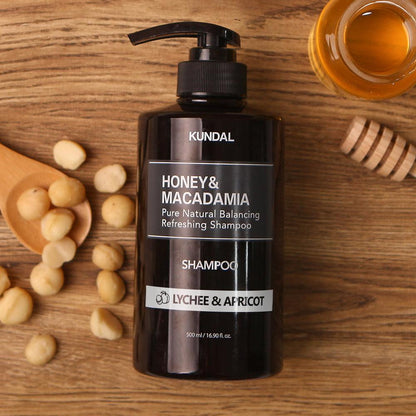 Kundal Honey & Macadamia Pure Natural Balancing Refreshing Shampoo 500ml #LYCHEE & APRICOT