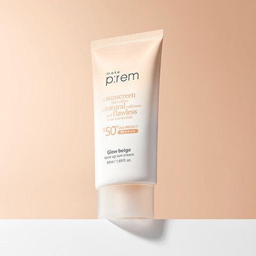 make p:rem Glow Beige Tone Up Sun Cream 50ml-Sun Cream-Skincare Coréenne