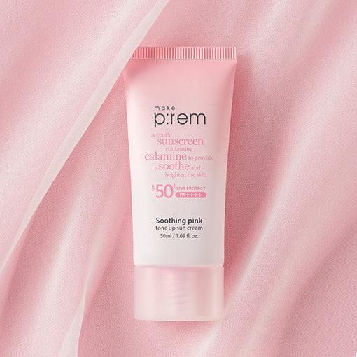 make p:rem Soothing Pink Tone Up Sun Cream SPF 50+ PA++++ 50ml-Sun Cream-Skincare Coréenne