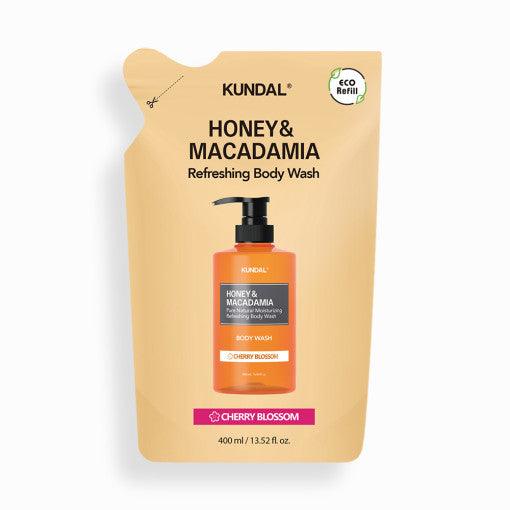 KUNDAL HONEY & MACADAMIA Refreshing Body Wash (Refill) 400ml #CHERRY BLOSSOM-Body Wash-Skincare Coréenne