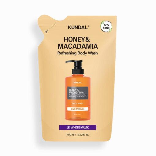 KUNDAL HONEY & MACADAMIA Refreshing Body Wash (Refill) 400ml #WHITE MUSK-Body Wash-Skincare Coréenne