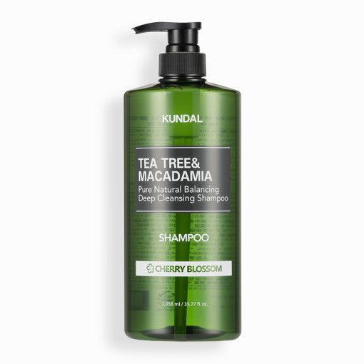 KUNDAL Tea Tree & Macadamia Deep Cleansing Shampoo 1058ml #CHERRY BLOSSOM-Shampoo-Skincare Coréenne