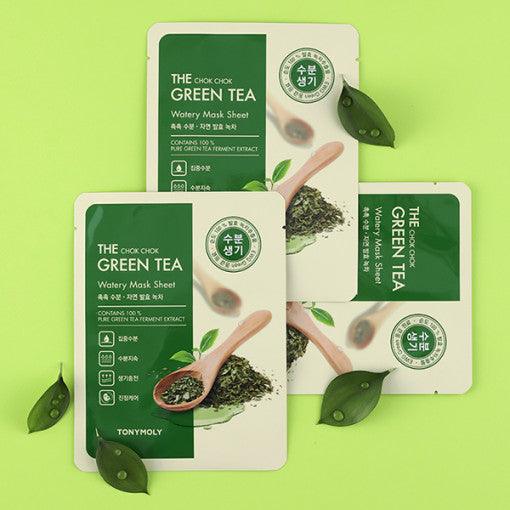 TONYMOLY The Chok Chok Green Tea Watery Mask Sheet 20g X 10ea-Facial Mask-Skincare Coréenne