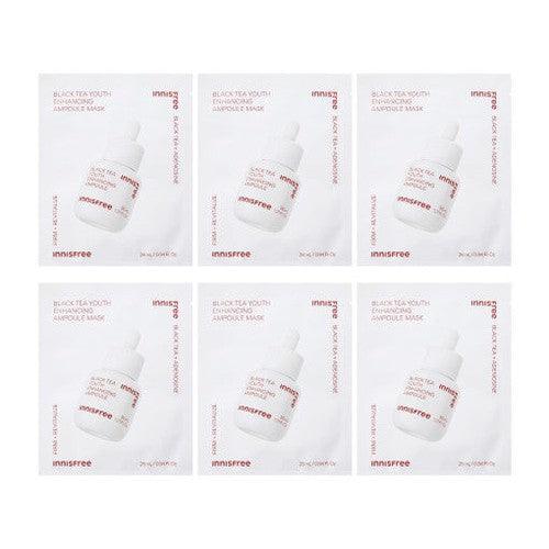 innisfree Black Tea Youth Enhancing Ampoule Mask 28ml x 6pcs-Facial Mask-Skincare Coréenne