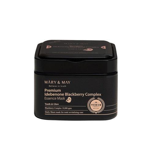 MARY & MAY Premium Idebenone Blackberry Complex Essence Mask 250g (20pcs)-Facial Mask-Skincare Coréenne