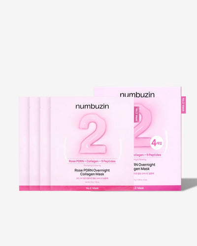 Numbuzin No.2 Masque de Nuit Collagène Rose PDRN 37 g × 4